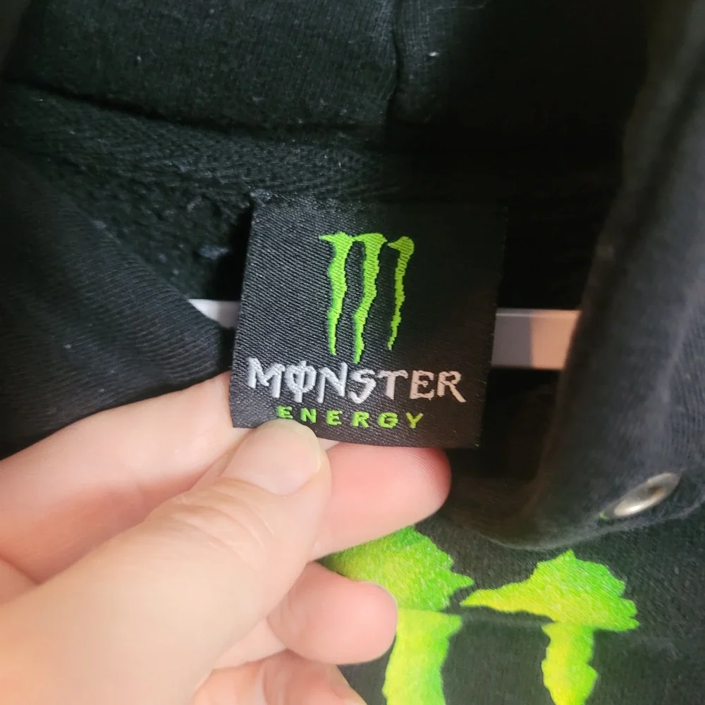 Monster Energy Pro Circuit Kawasaki Hoodie Mens Medium Black Racing Pullover Y2K